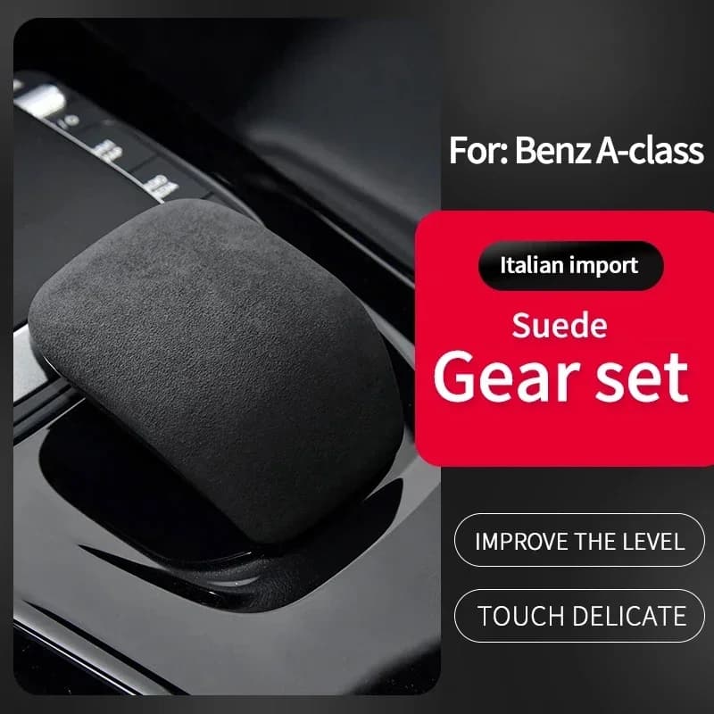 For Mercedes-Benz A-Class/CLA W177 C118 2019-2024 Suede Overlays On Gear Shift Knob Cover Car Gearshift Handle Protective Shell