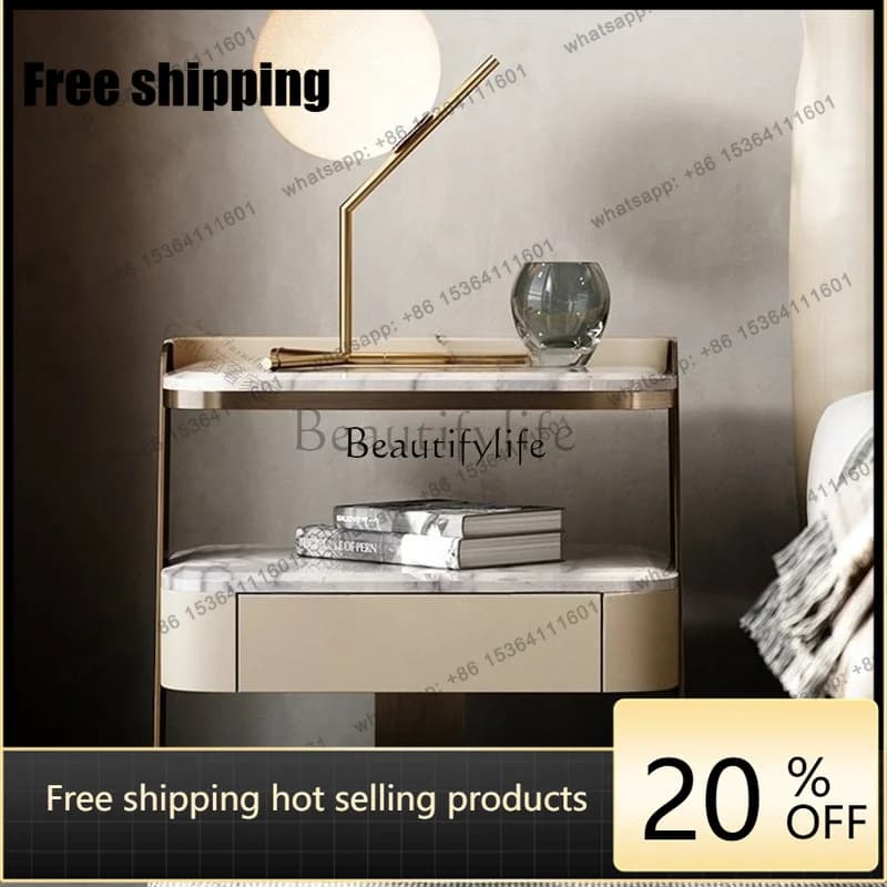 Factory Direct Modern Simple Solid Wood Bedside Table Italian Minimalist Design Bedroom Light Luxury Creative Marble Locker