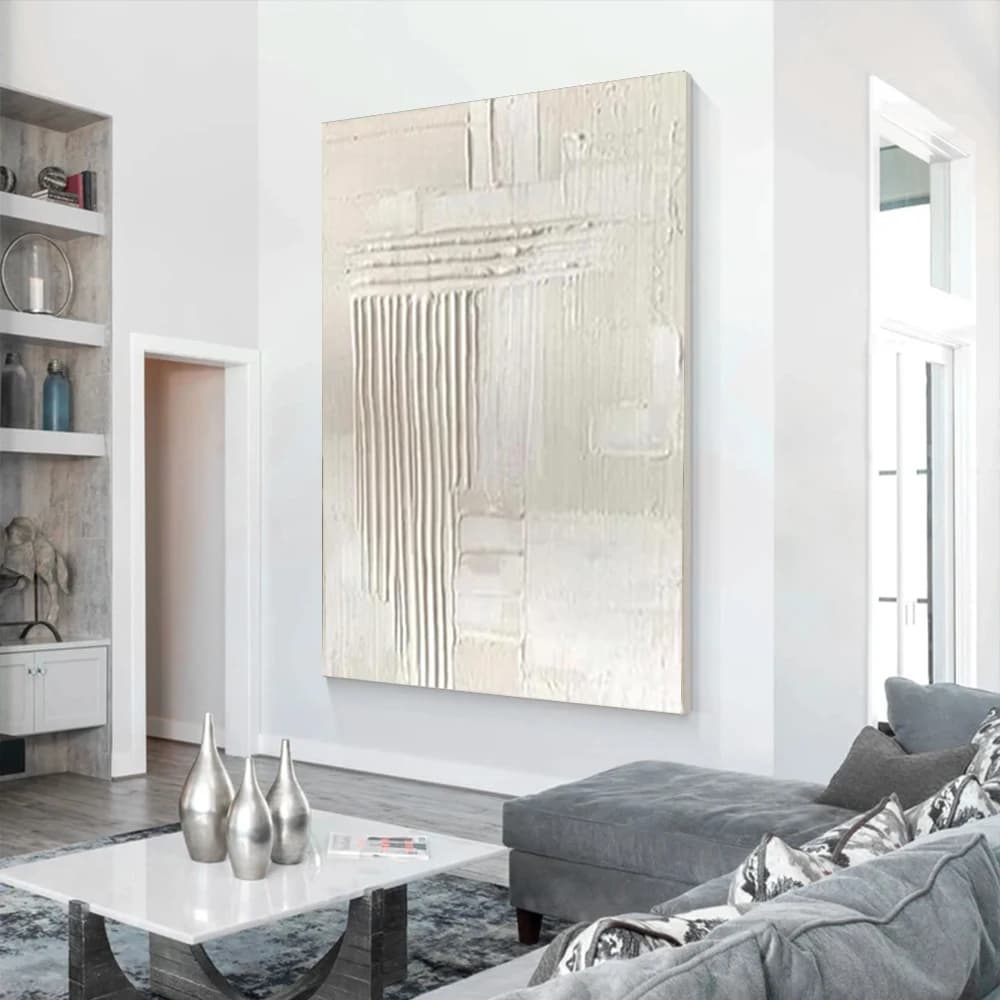 Scandinavian Nordic Handmade White Horse Oil Painting Abstract Canvas Wall Art for Living Room Decor Modern Minimalist Poster