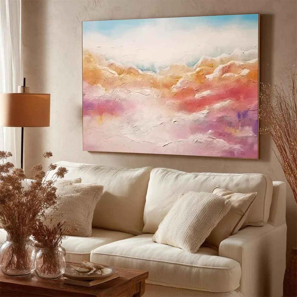 Handmade Abstract Landscape Oil Painting on Canvas Thick Knife Artwork for Home Decor Living Room Porch Wall Picture