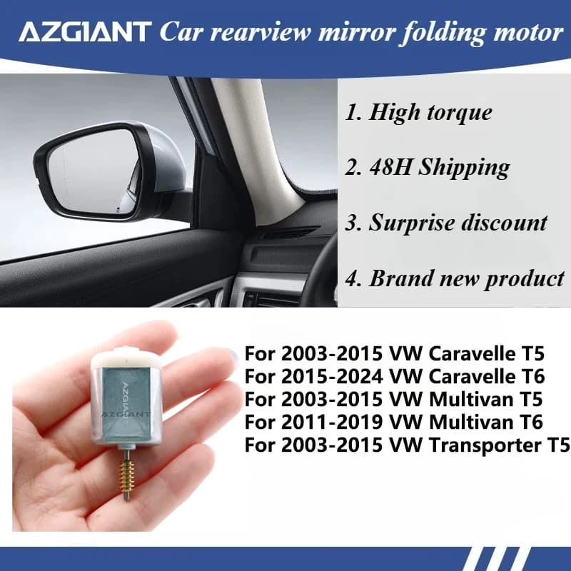 For VW Caravelle T5/Caravelle T6/Multivan T5/Transporter T5/Transporter T6 Car Exterior Folding Mirror Motor BD341926 L/R