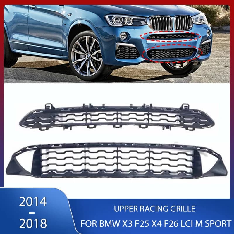 Car Front Bumper Upper Radiator Grille Lower Racing Grill Cover Trim For BMW X3 F25 X4 F26 2014 2015 2016 2017 2018 LCI M Sport