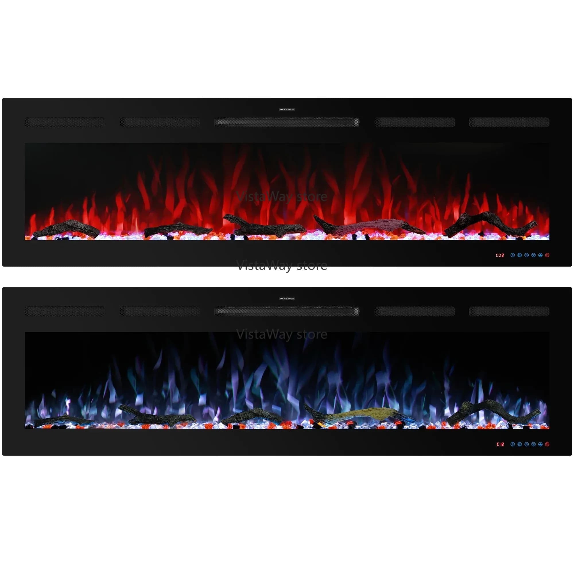 72 Inch Electric Fireplace, Multi Flame Colors Smart APP Control & Alexa Control Function,Wall-mounted And Recessed