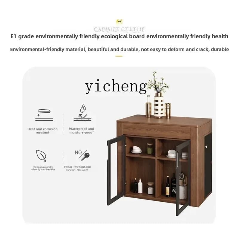 ZC retractable dining table and chair combination simple side cabinet multi-functional folding dining table