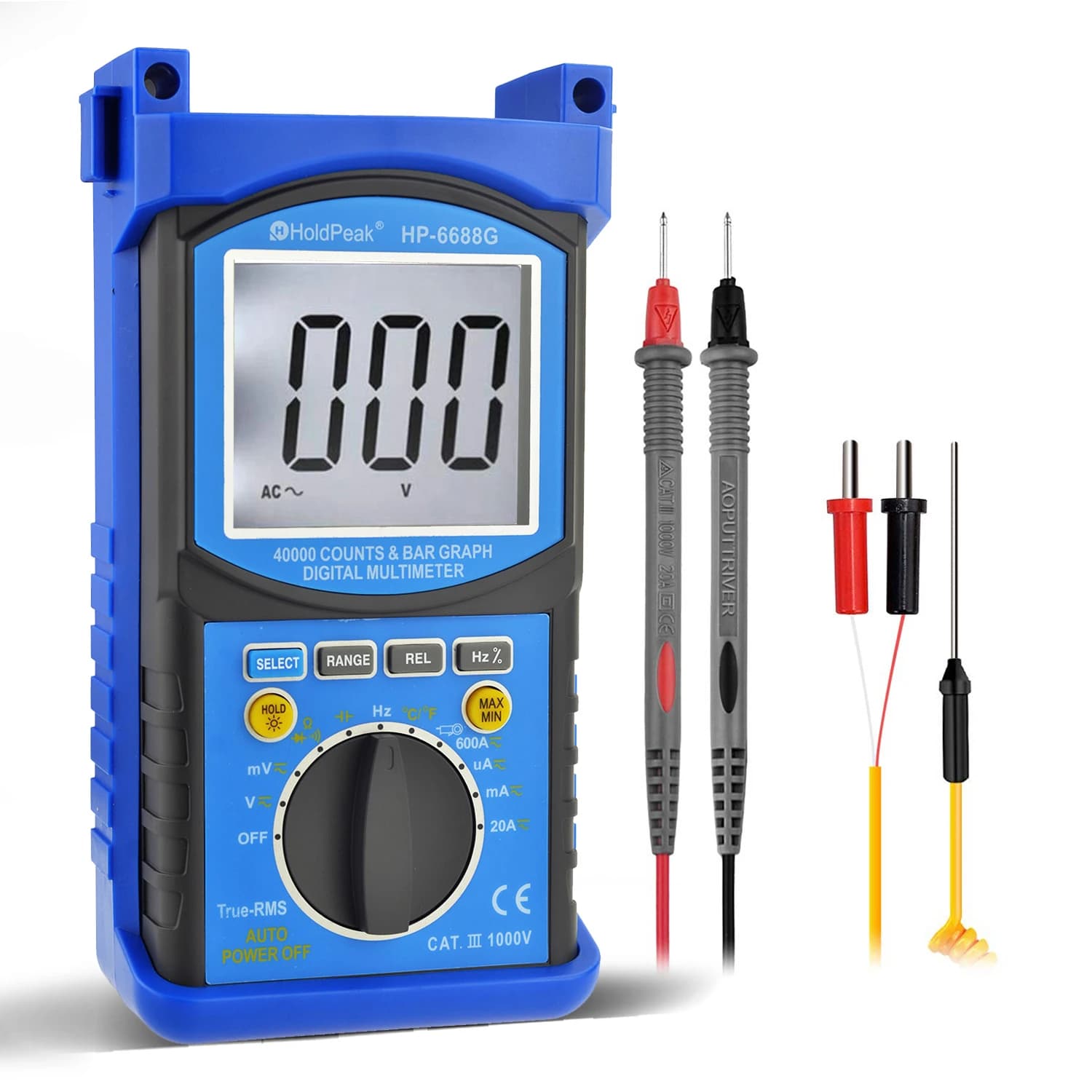 HOLDPEAK 6688G Professional Digital Multimeter 40000 Counts Auto Ranging AC/DC Voltage Current Ohm Capacitance Freq Temp Tester