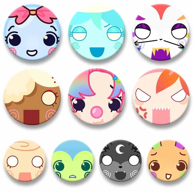 Creative D-Dandys W-World Full Face Icon Coin Badges Sprout Astro Bassie Vee Lapel Pins Backpack Hat Jewelry Brooch Accessories
