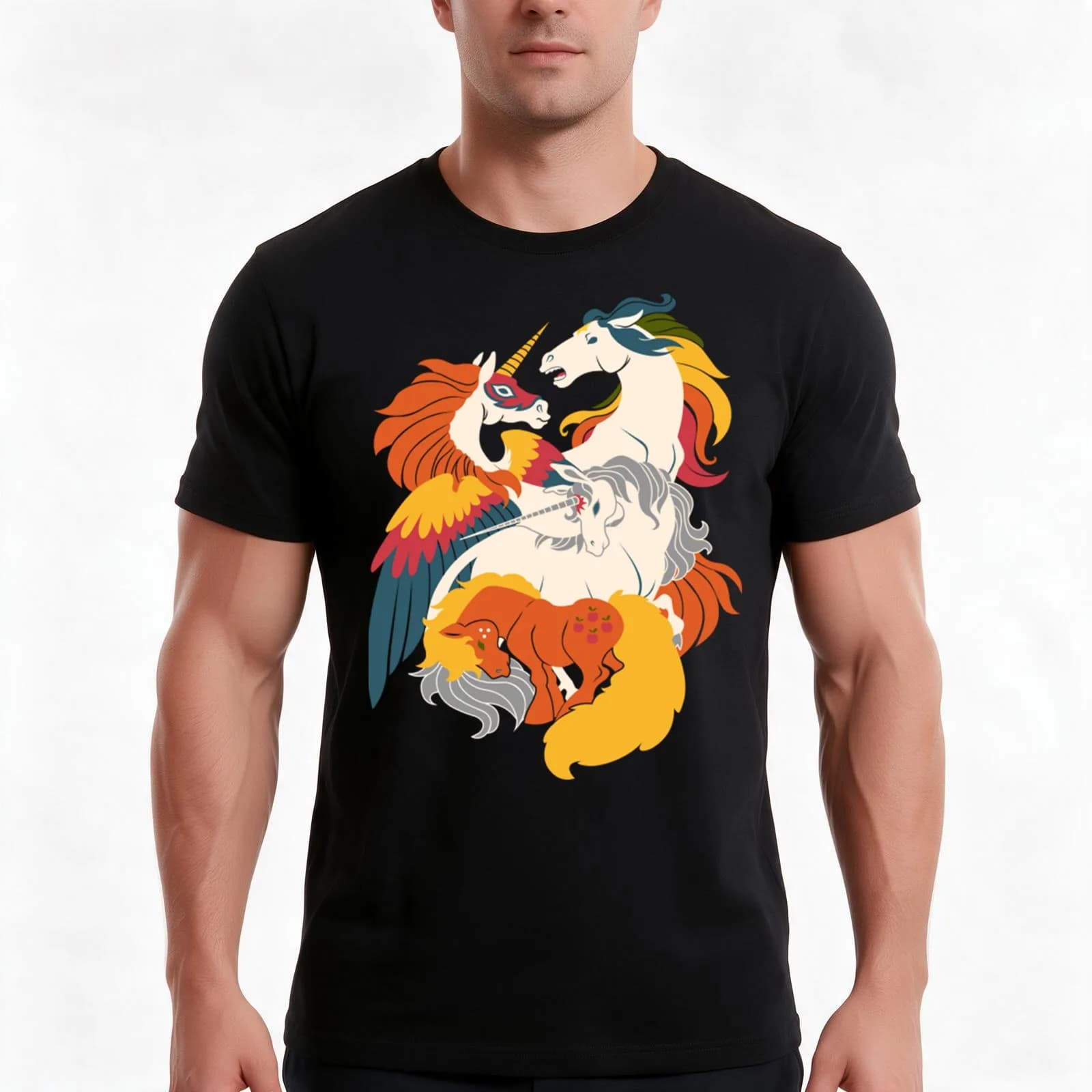 Four Horses of the Nostalgialypse T-Shirt, Summer Casual Cotton Tee, Oversized Streetwear Tops, Vintage Graphic Print
