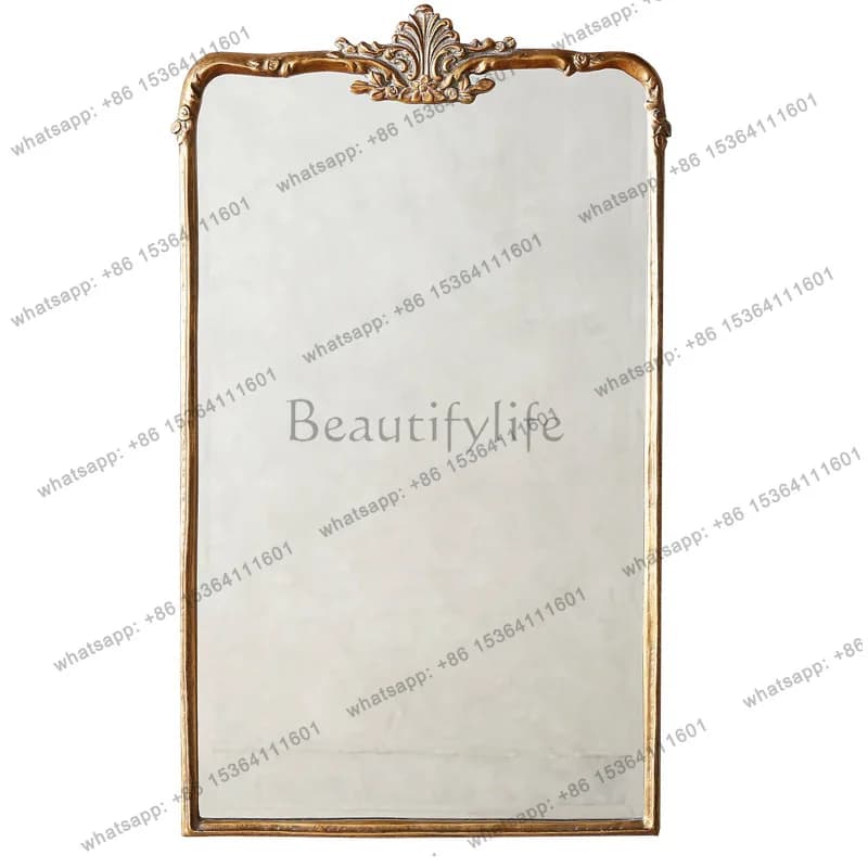 French bedroom dresser desktop makeup mirror retro carved bathroom bathroom mirror
