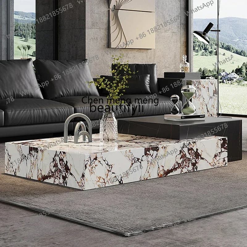 178Italian rock slab coffee table retractable living room household rectangular combination designer2936