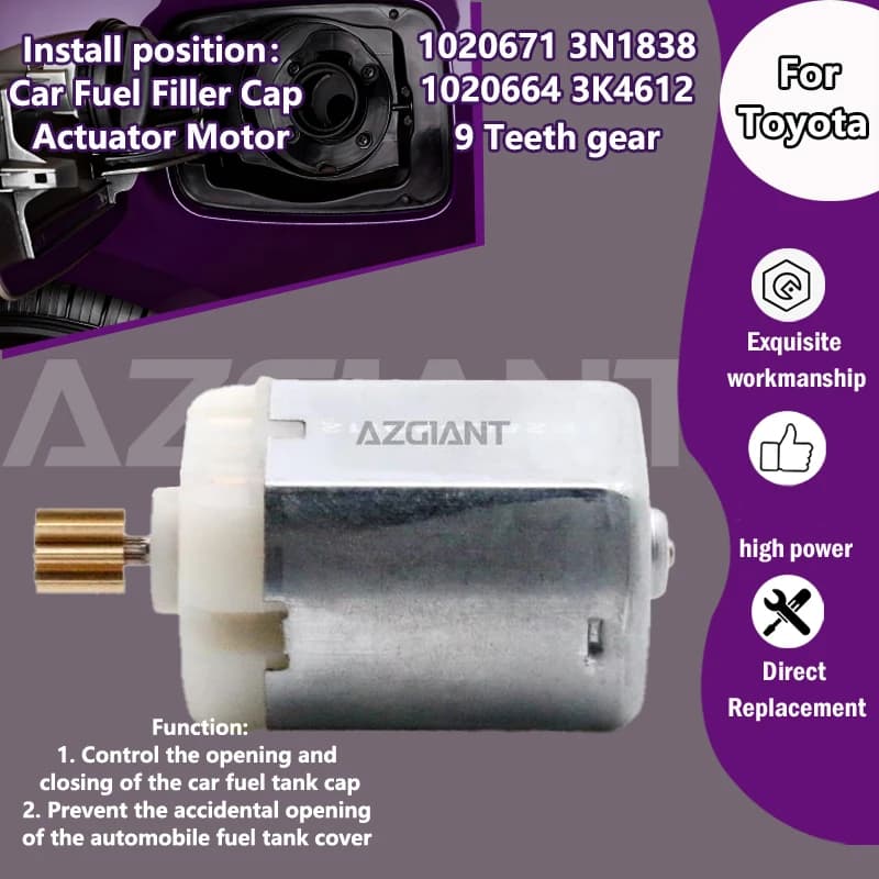 AZGIANT 1020671 3N1838/1020664 3K4612 For Toyota Avensis Saloon Sport T27 2009-2012 Car fuel filler cap locking 9T gear motor
