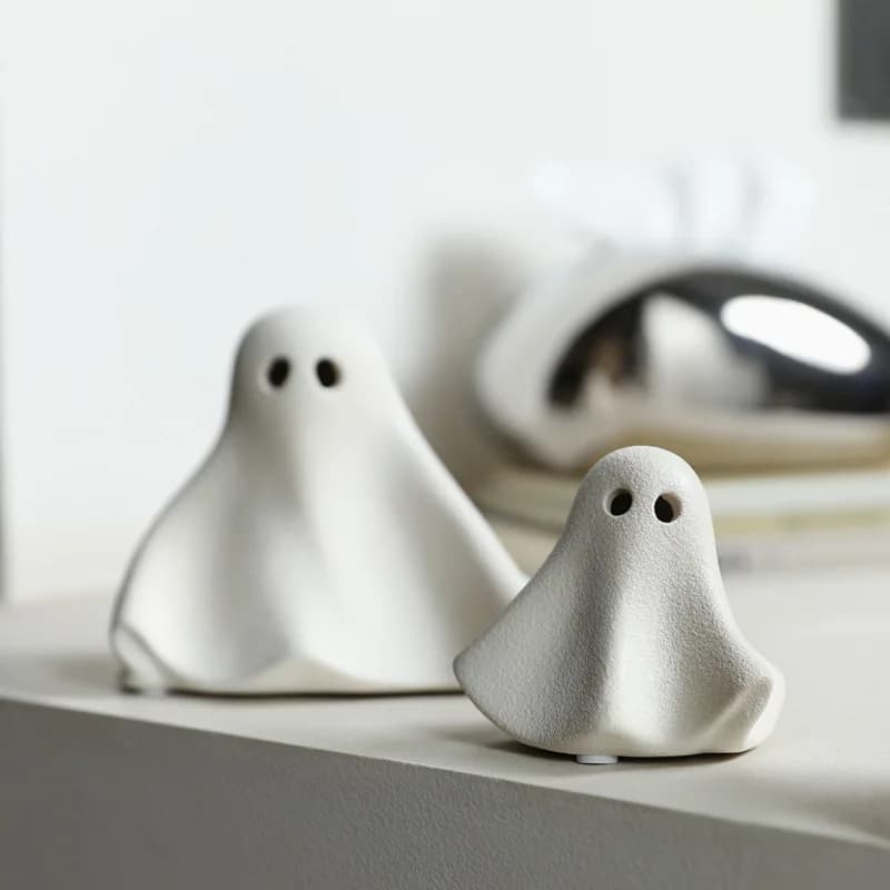 Cute Halloween Ghost Ceramic Ornament Creative Modern Holiday Party Gift Soft Ornament Props