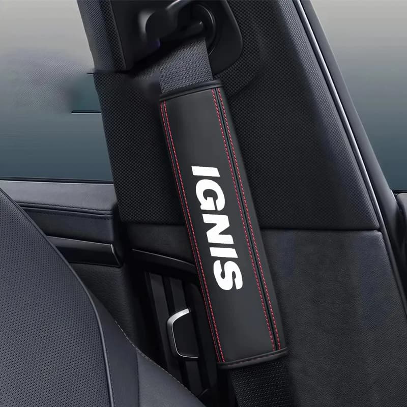 Car Seat Belt Shoulder Pad PU Leather Embossed Safety Belt Cover Cushion Comfort Decompression Protector for Suzuki IGNIS