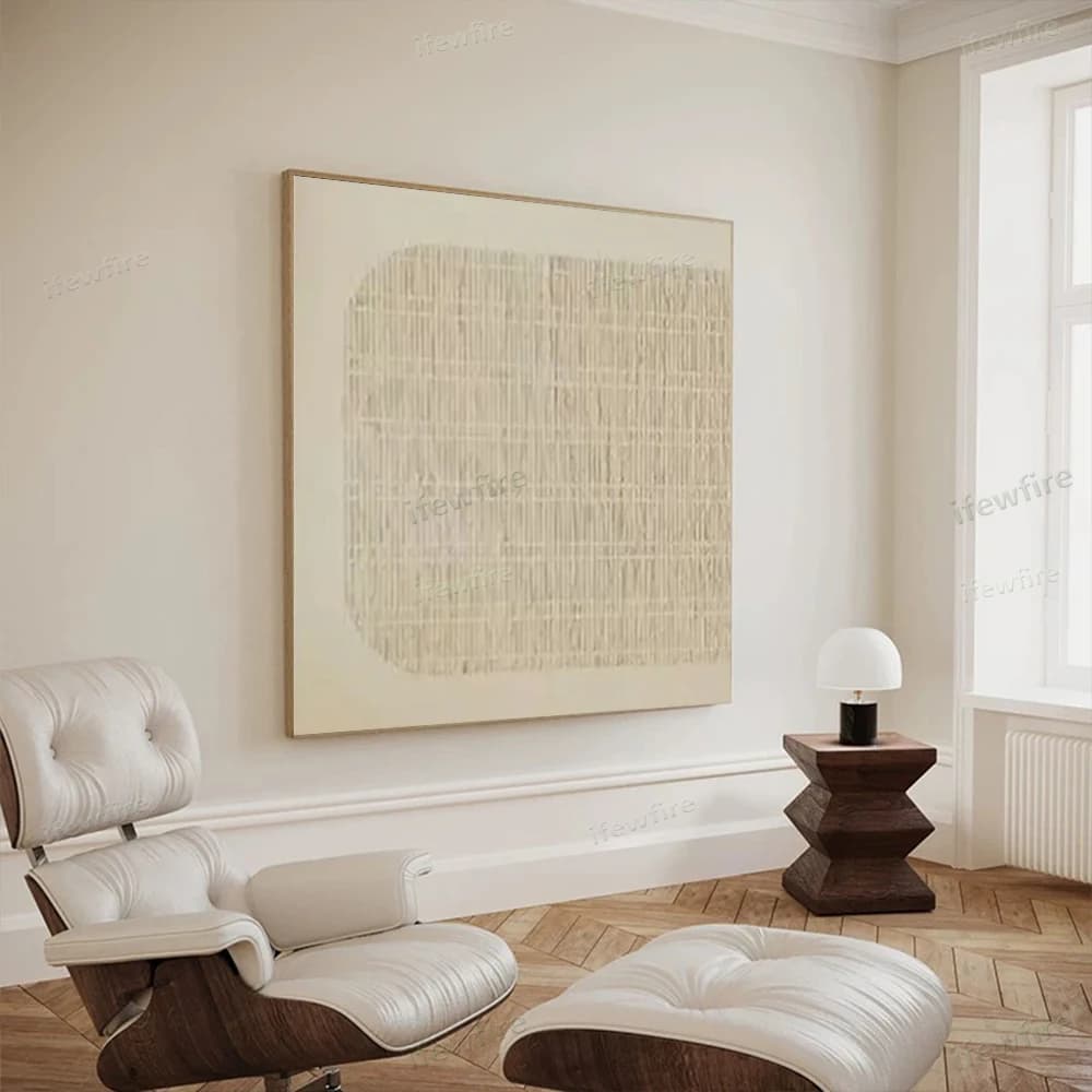 Large Beige 3D Minimalist Painting Beige Textured Wall Art Neutral Plaster Painting Wabi Sabi Wall Art Beige Boho Painting