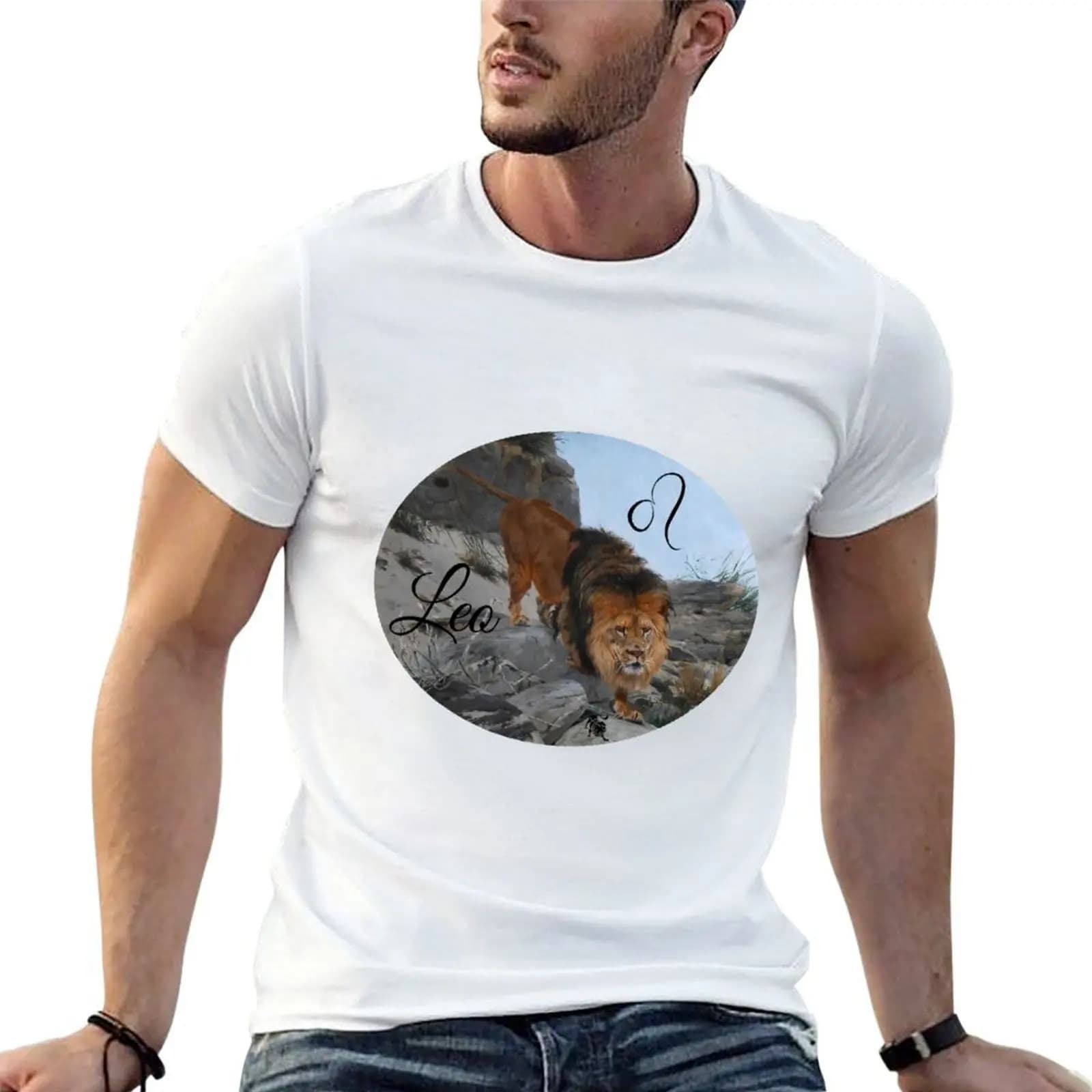 Leo Zodiac Sign T-Shirt topping oversize t-shirts man Men's clothing