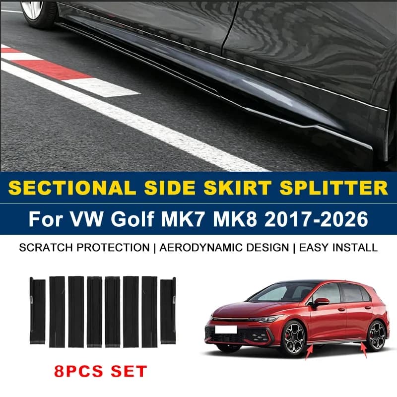 2m Sectional Side Skirt Extension Lips Side Spoiler, Car Exterior Modified Upgrade Kit For Volkswagen VW Golf MK7 MK8 2017-2026
