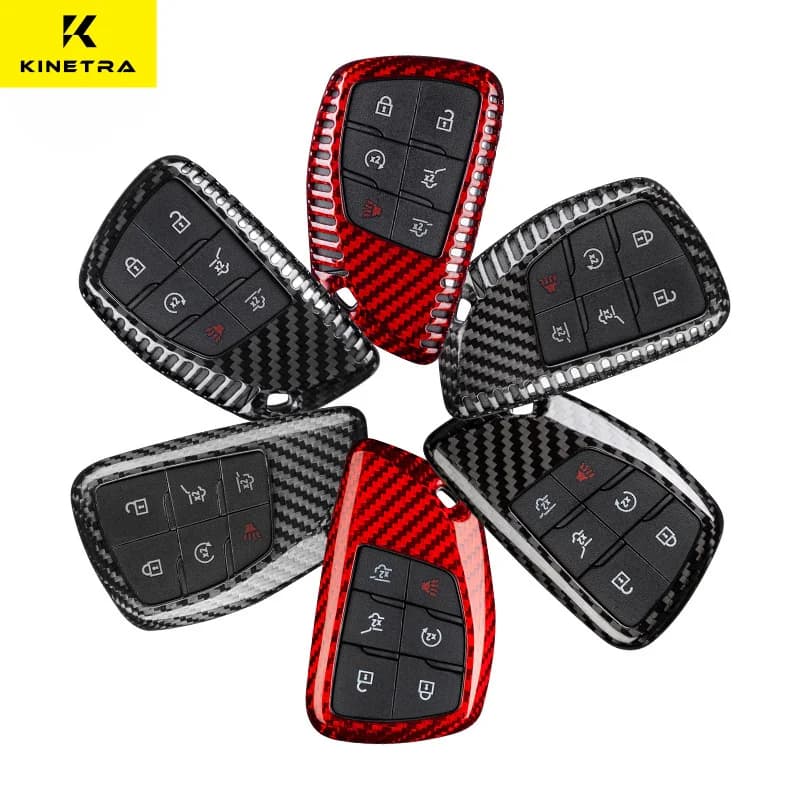For Chevrolet 2021-2024 GMC Yukon Denali Sierra RST Tahoe  Carbon Fiber Car Key Case Cover Shell