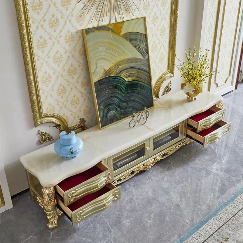 2026 European solid wood TV cabinet Living room drawer locker Audio-visual cabinet Combination floor  Home TV