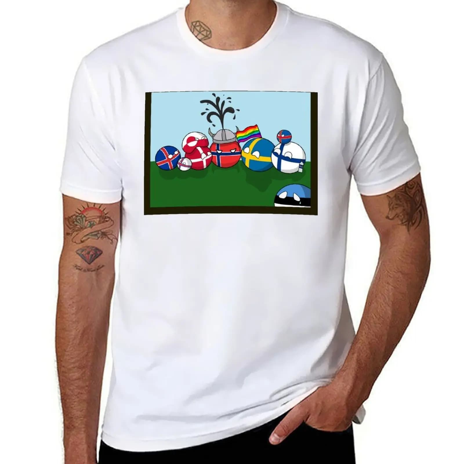 Polandball - Nordic family portrait T-Shirt t shirts for man cotton funny t shirt man luxury T-Shirt