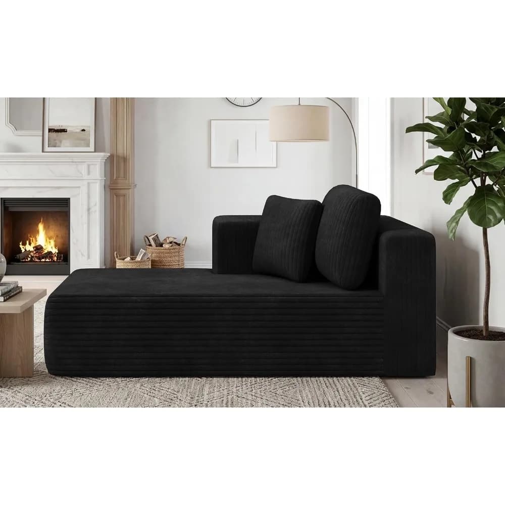 Boneless Chaise Lounge Chair for Modular Sectional Sofa, L Shape Corduroy Upholstered Chaise Lounge, Customized