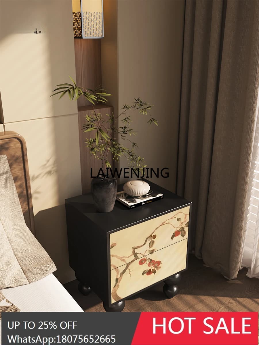 LYN retro national style new Chinese bedside table B & B storage bedside bucket locker