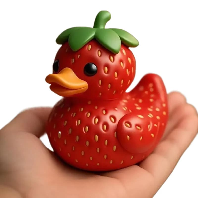 Unique Resin Strawberry Duck Sculpture Cute Fruit Themed Desk Decor Car Dashboard Office Model Statue for Home Novelty Gifts