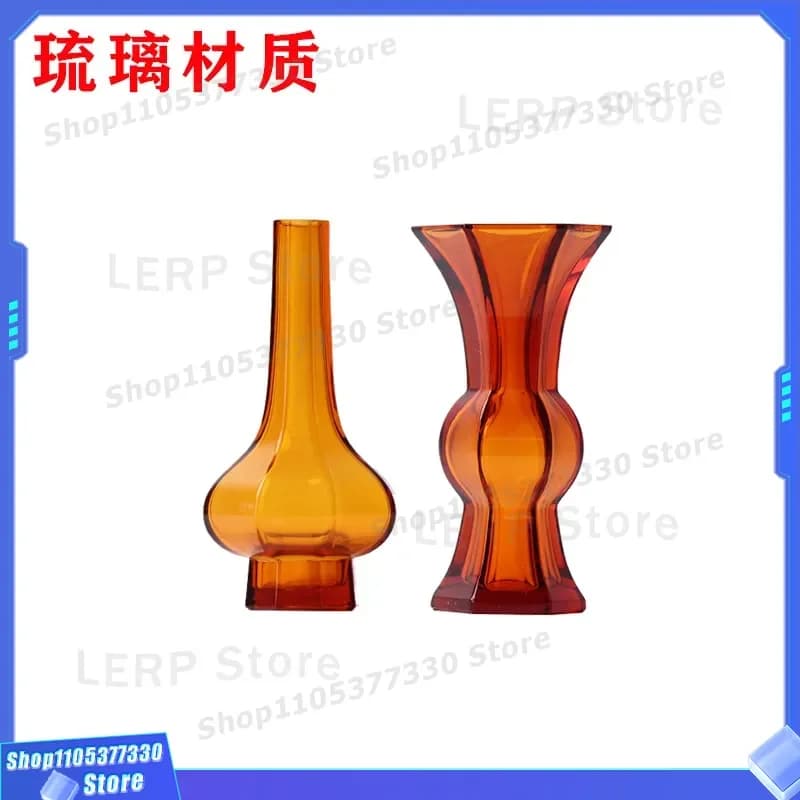 Modern Chinese Glazed Ceramic Vase Brown Green Flower Pot Home Decor Bookshelf Ornament Living Room Table Centerpiece
