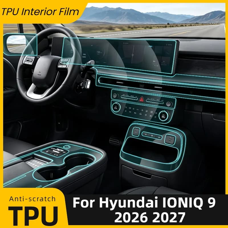 For Hyundai IONIQ 9 2026 2027 TPU Car Navigation Screen Film Gearbox Clear Protective Sticker Anti-scratch Interior Accessories