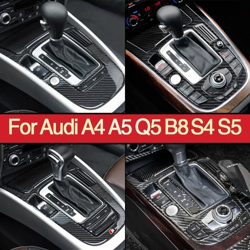 For Audi A4 S4 RS4 B8 8K A5 S5 RS5 8T 8F Carbon Fiber Interior Auto Gear Shift Panel Cover Frame Trim Sticker Car Accessories