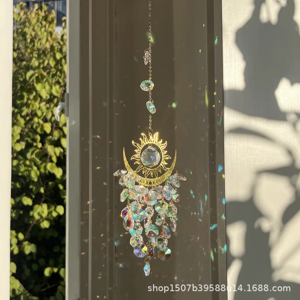 ZML jewelry sun moon crystal wind chime ornament outdoor pendant