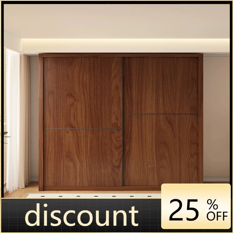 LH solid wood wardrobe small apartment household multi-functional sliding door large wardrobe