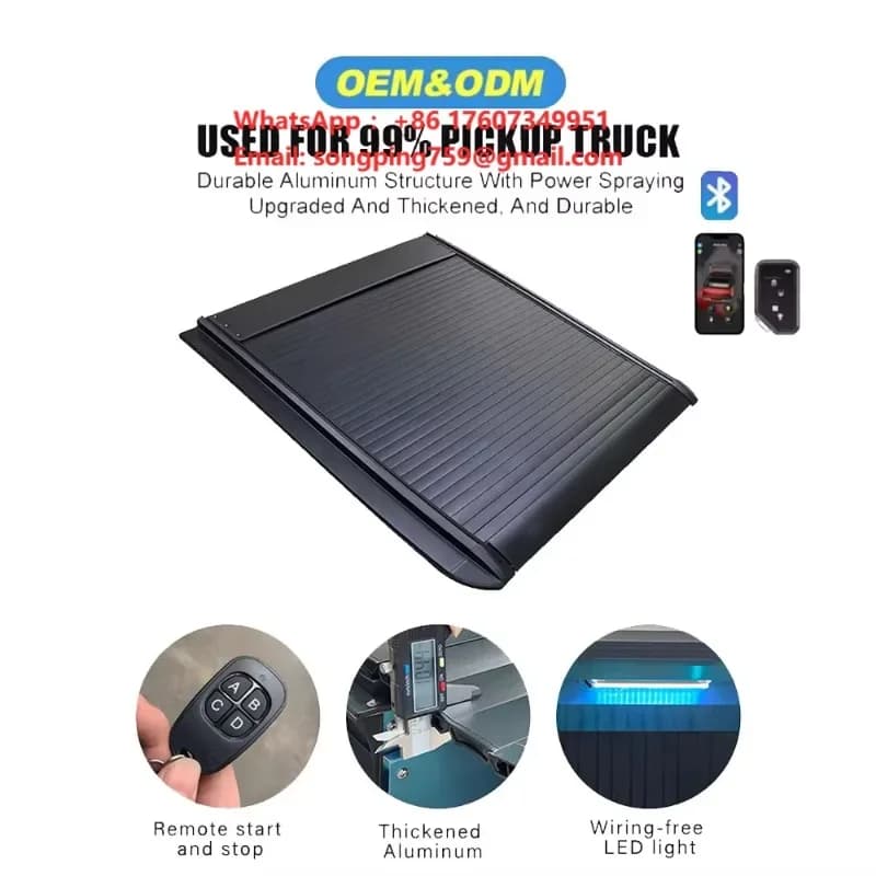 High Quality Waterproof Pickup Bed Electric Tonneau Cover NP300 Toy  ota for Tundra for 4x4 Aluminum Roller Lid Shutter Black