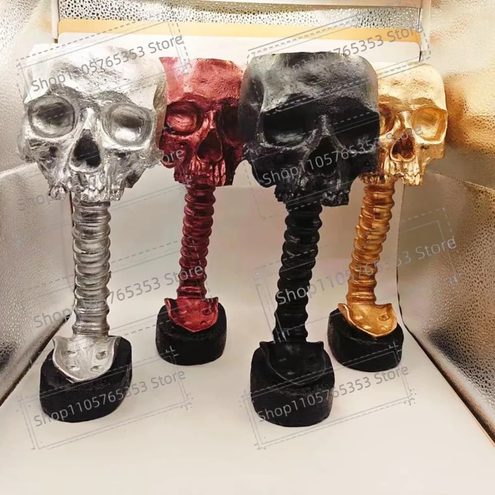 2026Skull Planter Spine Stand Set Goth Spooky Decor Deep Polyresin Skulls Pot Skeleton Home Decoration Scary Party Decor
