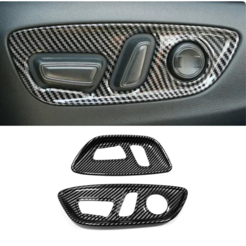 ABS Carbon/Wood Car Seat Adjustment Switch Knob And Frame Trim Covers For Toyota BZ4X 2022-2024 Accessories