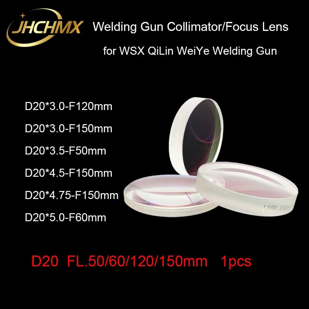 JHCHMX Hand-Held Welding Gun Head Fiber Laser Collimator Focus Lens D20 F50/120/150mm 1pcs for WSX QiLin CHAOQIANG WEIYE Welding