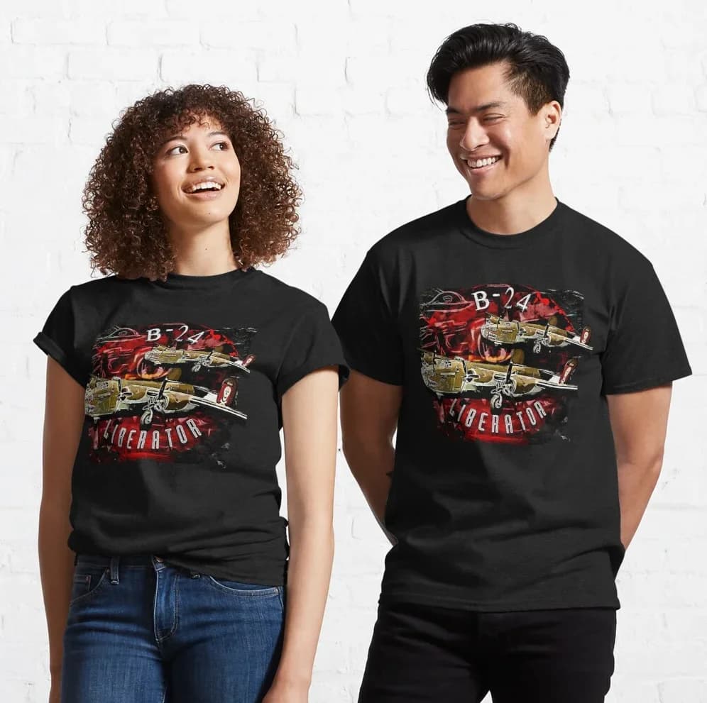 American B-24 Liberator Military Bomber Aircraft T Shirt New 100% Cotton Short Sleeve O-Neck T-shirt Casual Mens Top