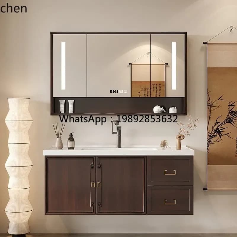 XX  new Chinese paint bathroom cabinet integrated ceramic basin bathroom cabinet combined bathroom sink washstand