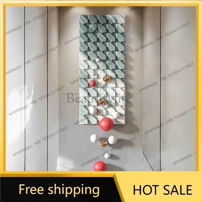 LJY 3D light luxury entrance decorative painting three-dimensional metal ball aisle stairwell mural