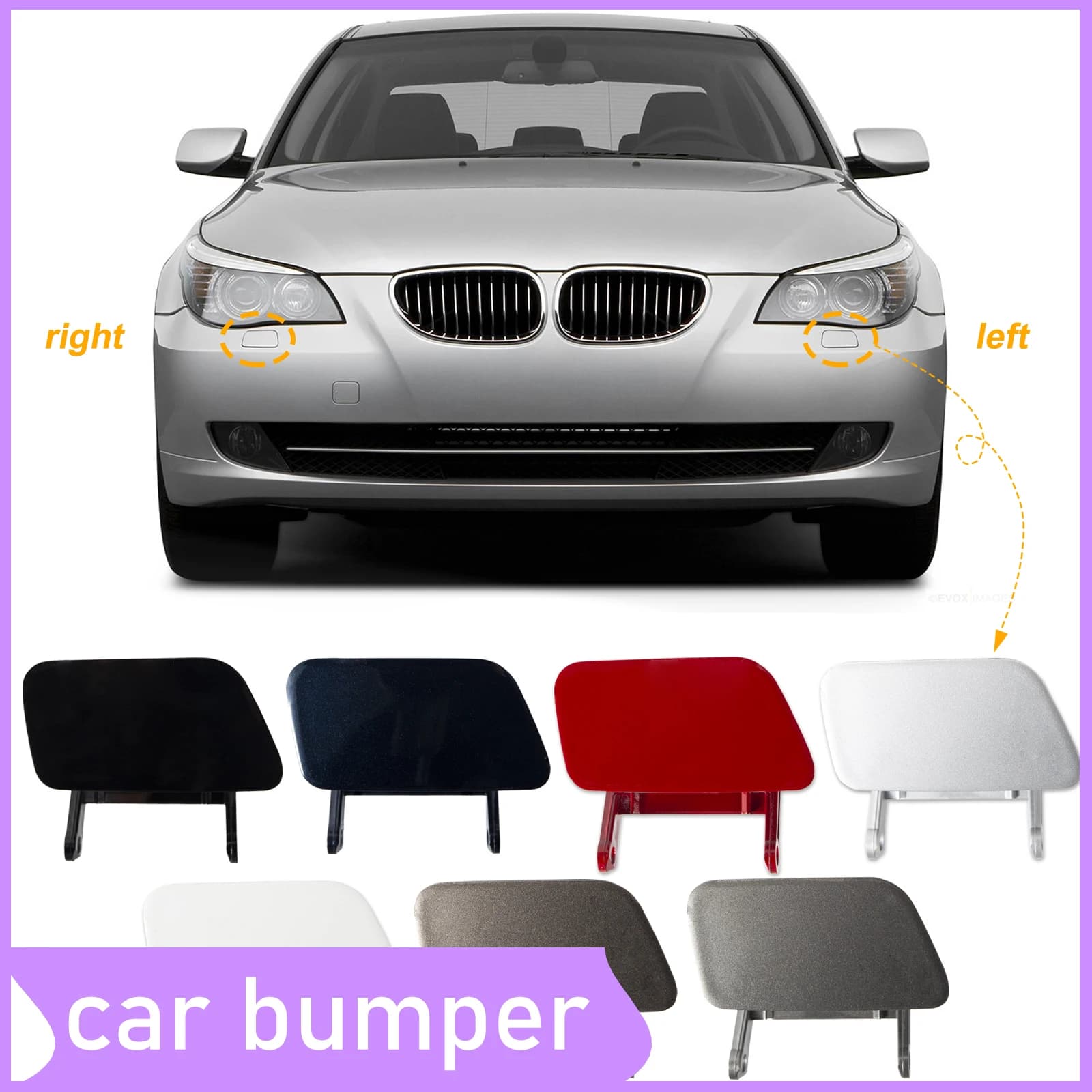 Front Bumper Headlight Headlamp Washer Jet Spray Nozzle Cover Cap For BMW E60 5 Series 2004-2010 51117111741 51117111 Left Right