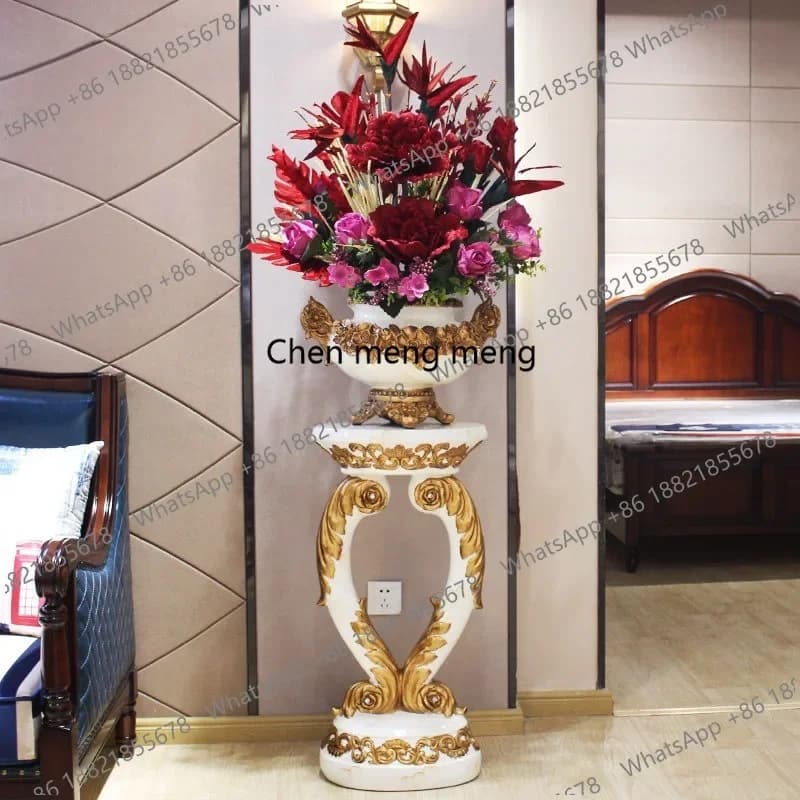 HR Luxury floor-to-ceiling large vase simulation European modern home living room flower arrangement decoration ornament