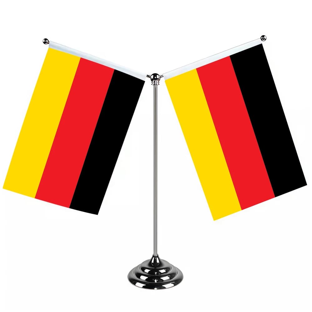 Aerlxemrbrae Metal Stand  14x21cm  Office Desk Germany Flag   Polyester Germany Table Decoration Banner