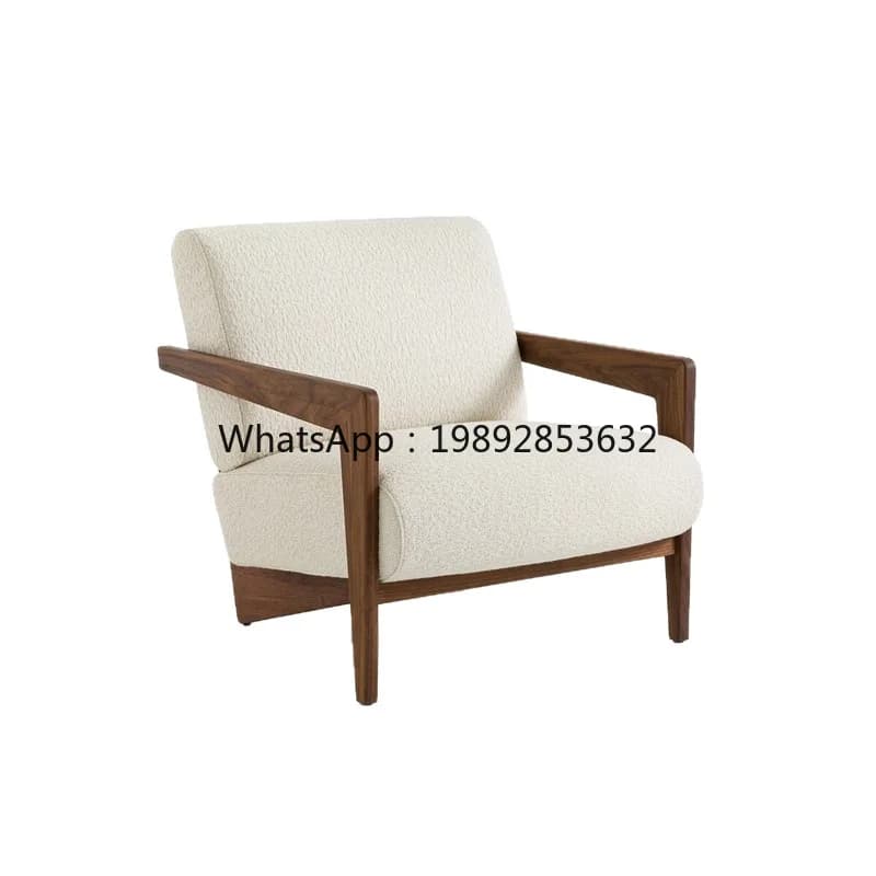 LYY Vintage Style Retro Minimalist Living Room Single Sofa Chair Nordic Fabric Striped Balcony Solid Wood Lazy Leisure Chair