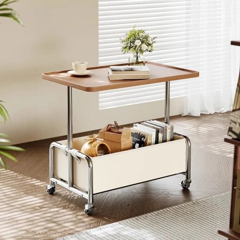 Movable coffee table trolley living room simple sofa Nordic bedside light luxury small table rack creative combination