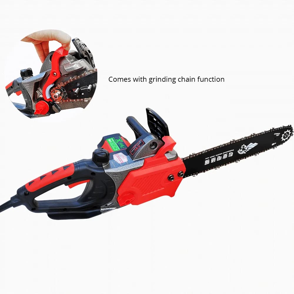 【Hot】220V Corded Electric Chainsaw High Power Handheld Woodworking Powerful Electric Saw 16 Inch Guide Bar Household Cutting Too