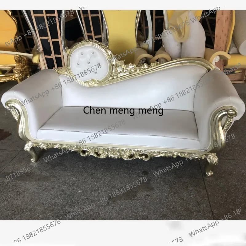 Custom Luxury Party Furniture White Gold Wedding Royal King Throne Chair Queen Sofa