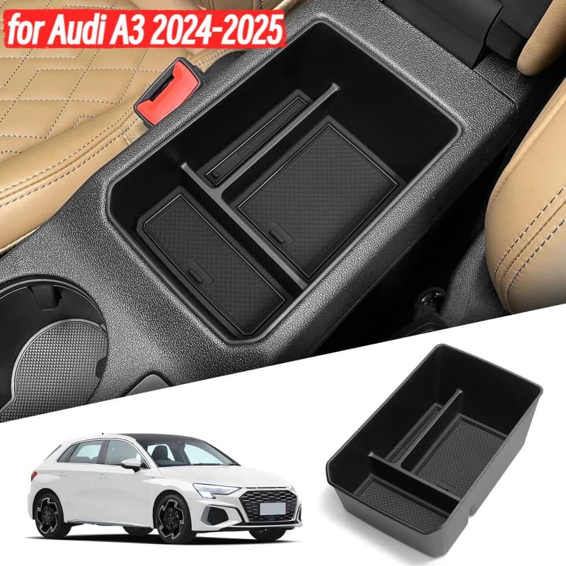 for Audi A3 2024-2025 Car Storage Box Center Console Armrest Storage Case Organizer Tray Auto Interior Accessories