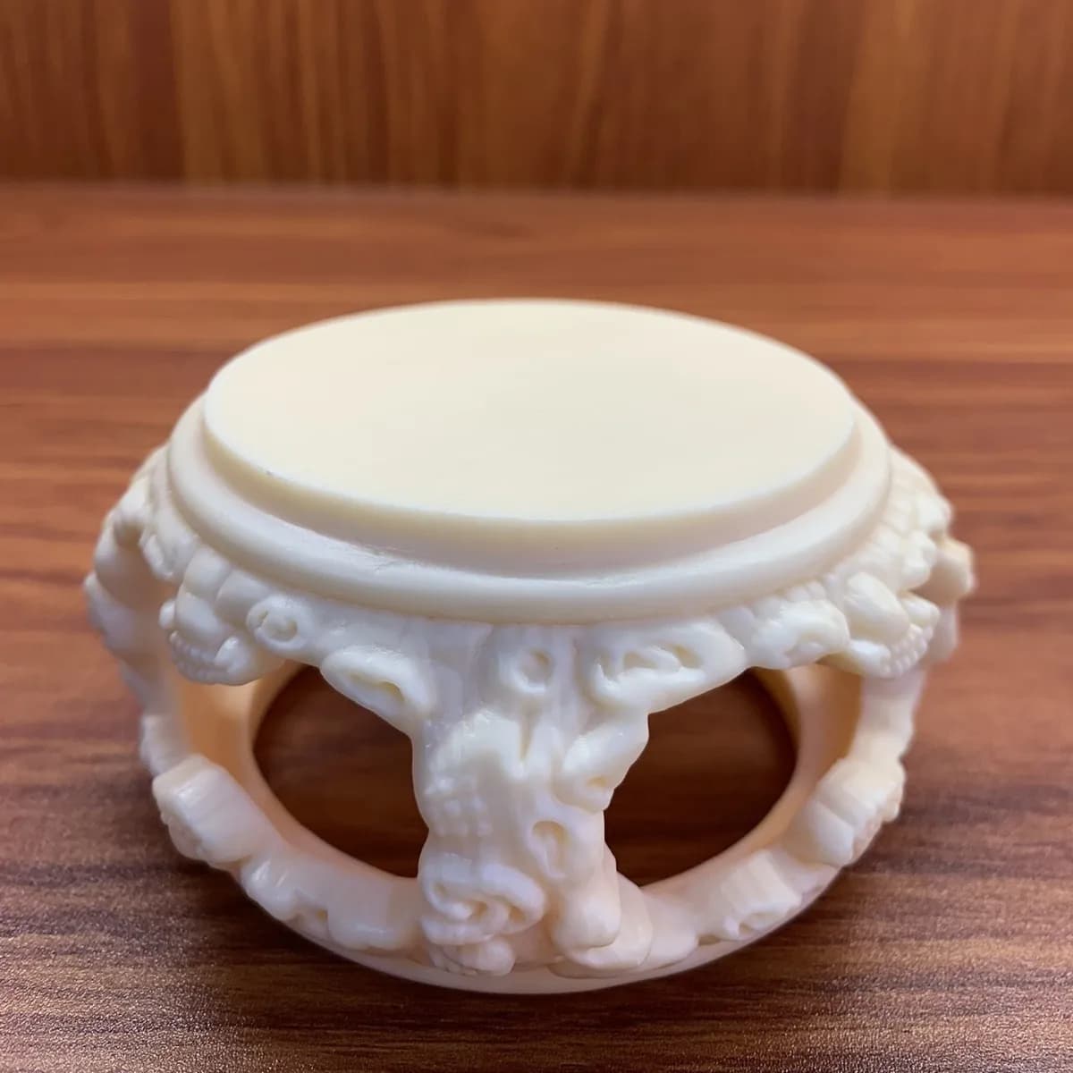 Ivory Nut Carved Round Stool Base Hollow Decor Display Stand Tea Pet Buddha Statue Craft Bracket Ornament