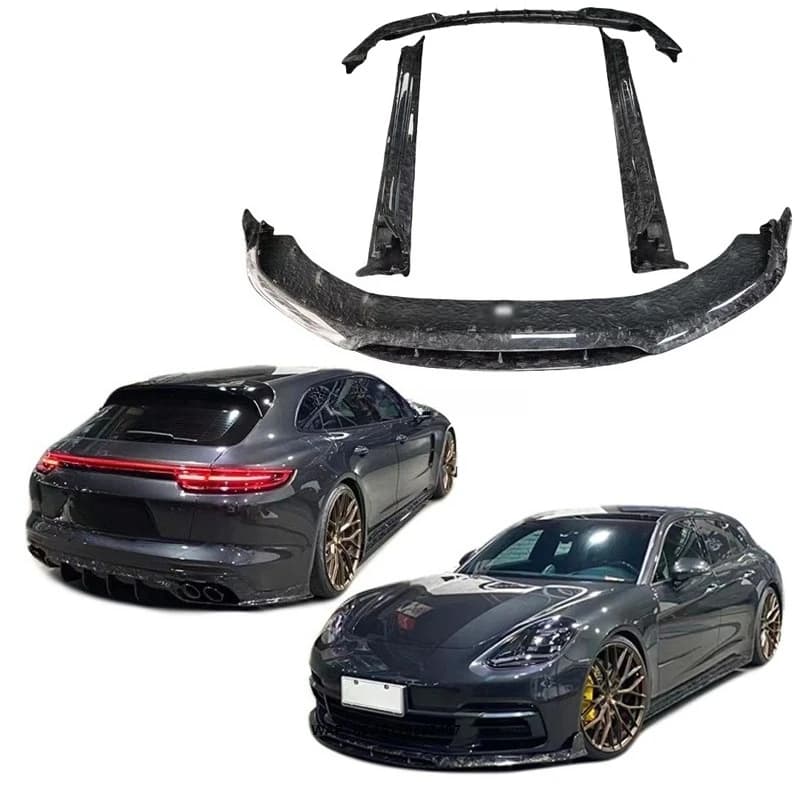 For Panamera Forged Carbon Fiber Front Rear Bumper Lip Diffuser Side Skirts for Car Panamera 971 Sport Turismo Body Kit