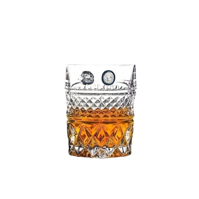 Imported crystal glass engraved whiskey cup, retro XO foreign wine glass wine bottle set