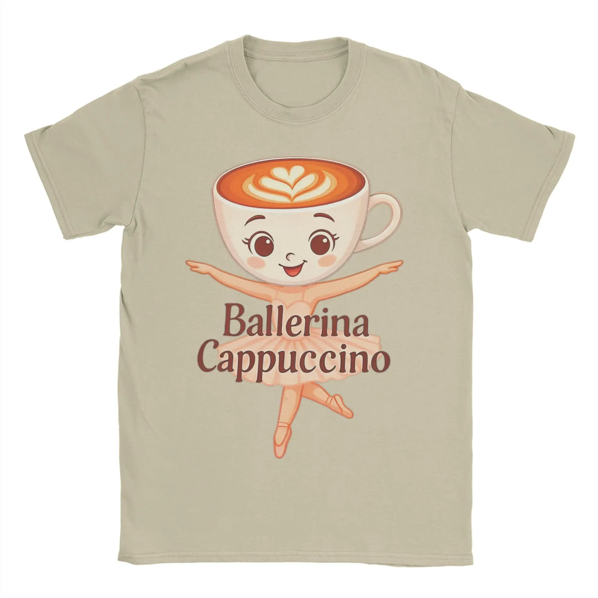 Ballerina Cappuccina  T Shirts for Men Cotton Hipster T-Shirts Crewneck   Italian Brainrot Meme Tees Short Sleeve Tops Plus Size