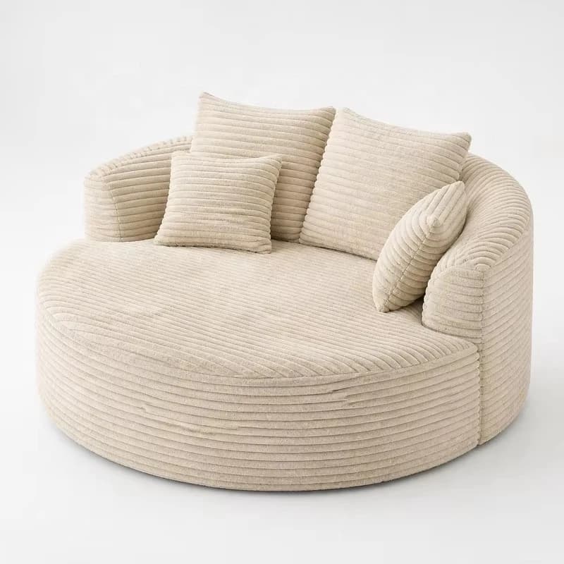 Round single sofa chair rabbit hair pure sponge fabric bed with compression